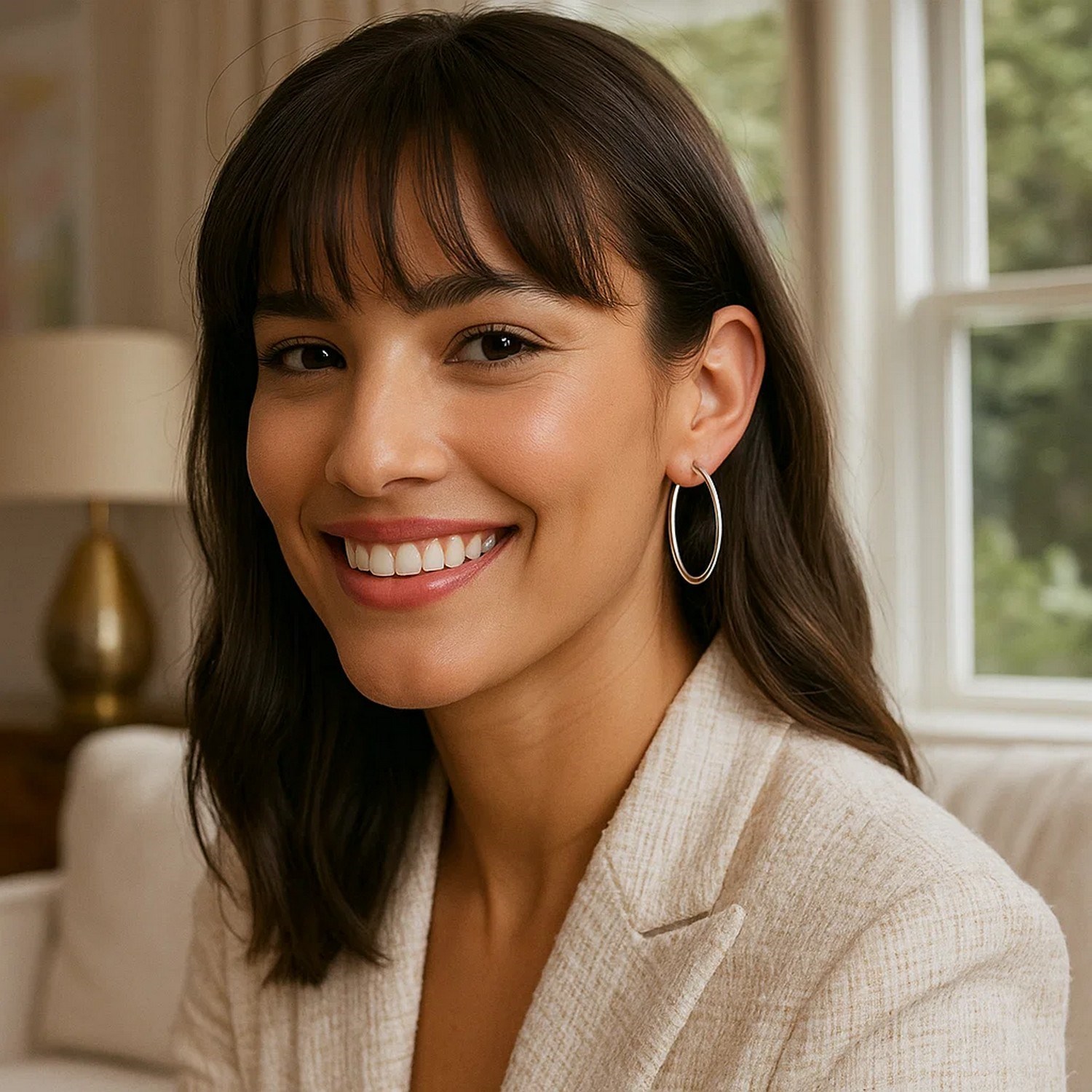 Sterling Silver Thin Polished Hoop Style Earrings with Rhodium Plating (2x30mm) - Image 2