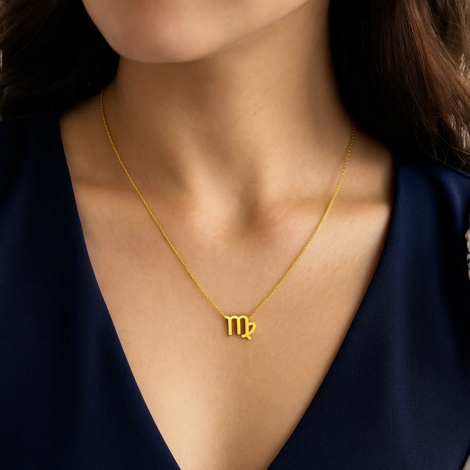 14K Yellow Gold Virgo Necklace - Image 5