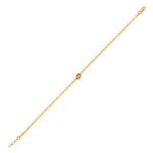 14K Yellow Gold Citrine Mirrored Chain Bracelet (2.20 mm)