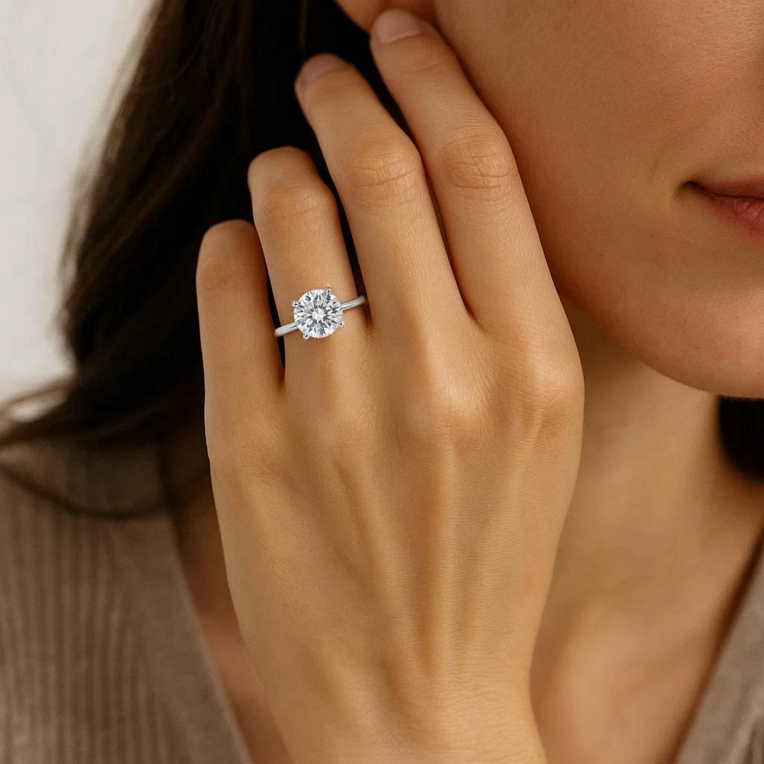 3 Carat Round Lab Grown IGI G/VS1 Diamond Solitaire Ring in 10K White Gold - Image 5