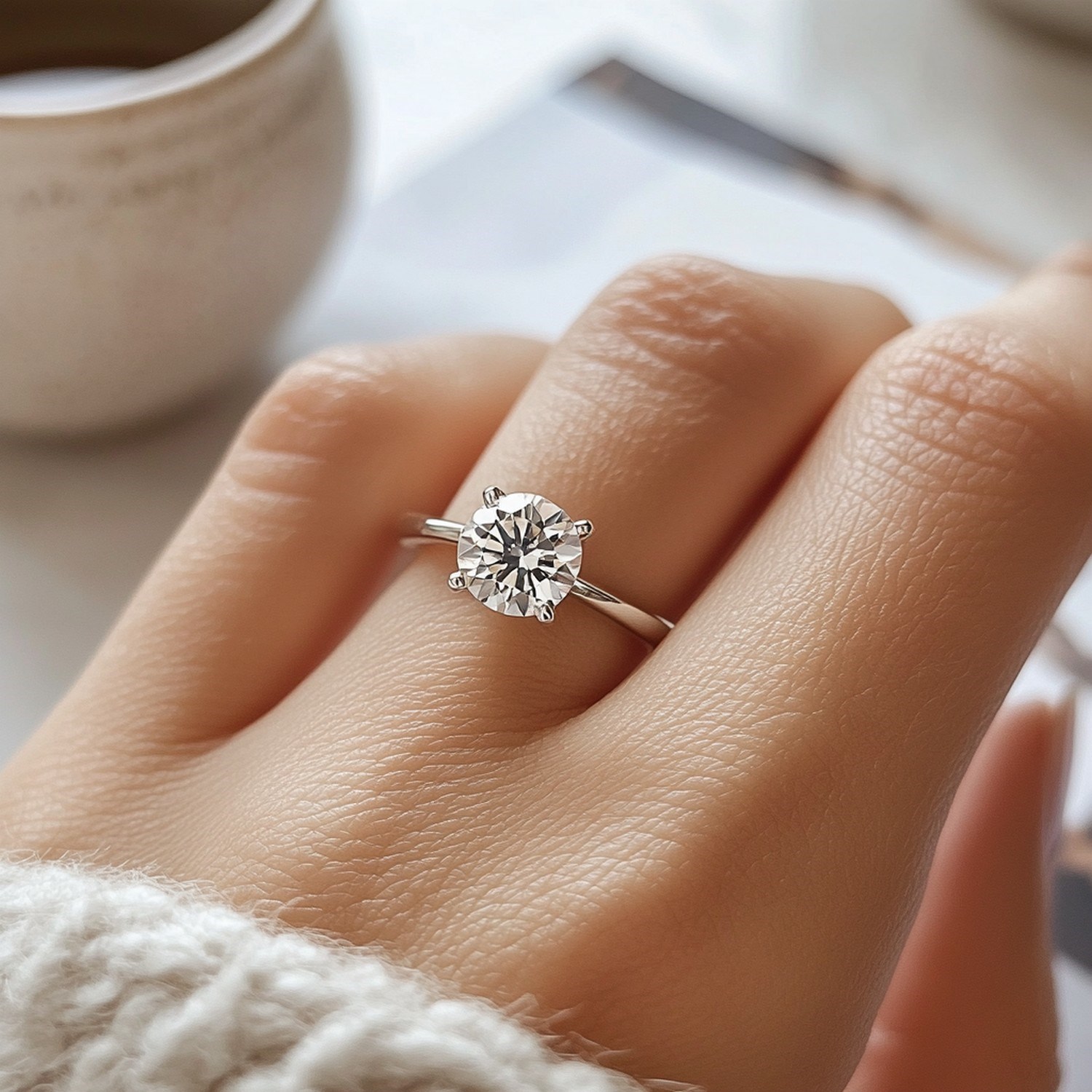 3 Carat Round Lab Grown IGI G/VS1 Diamond Solitaire Ring in 10K White Gold - Image 6