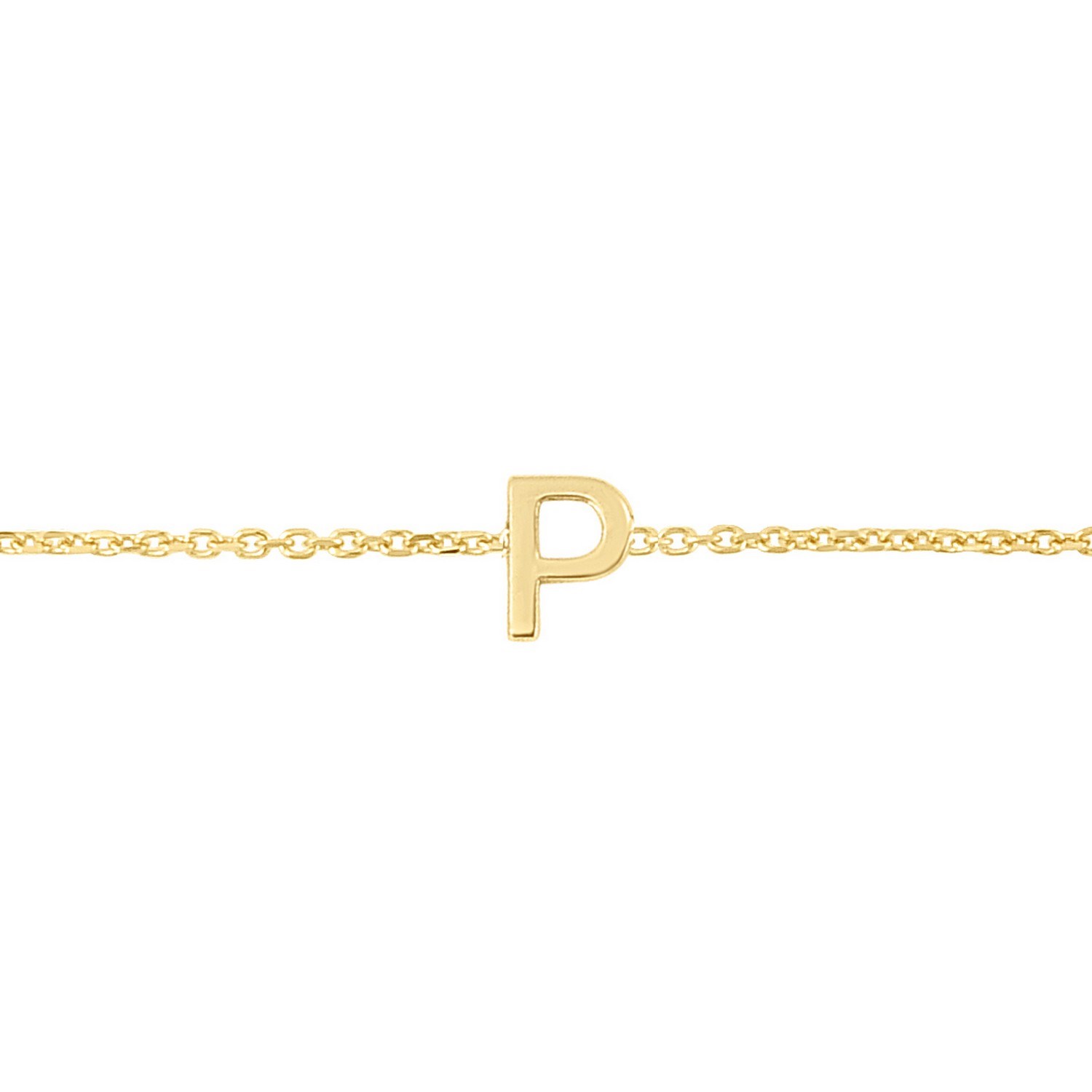 14K Yellow Gold Mini Initial P Bracelet - Image 3