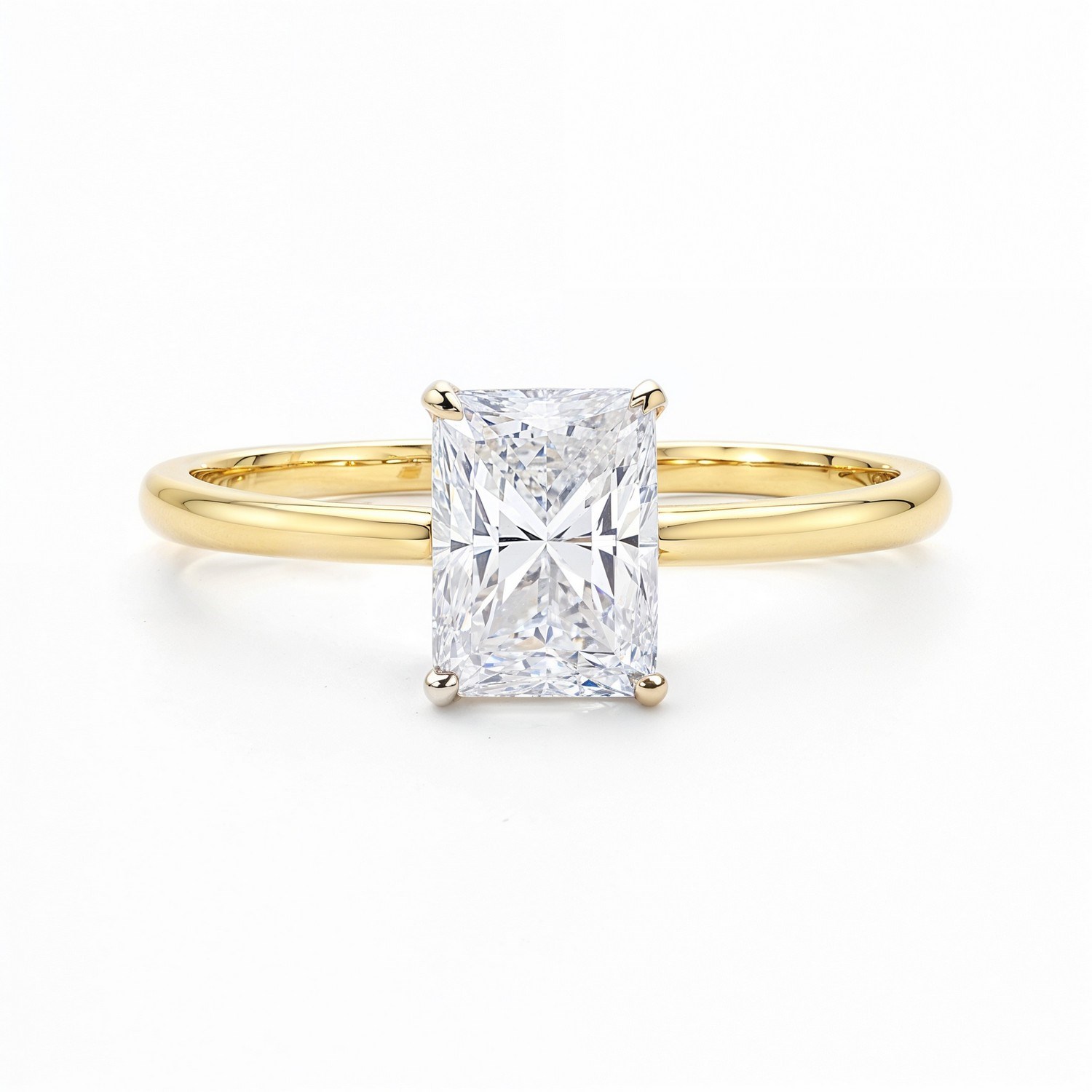 1.50Ct Radiant Lab Grown IGI G/VS1 Diamond Ring in 10K Yellow Gold - Image 3