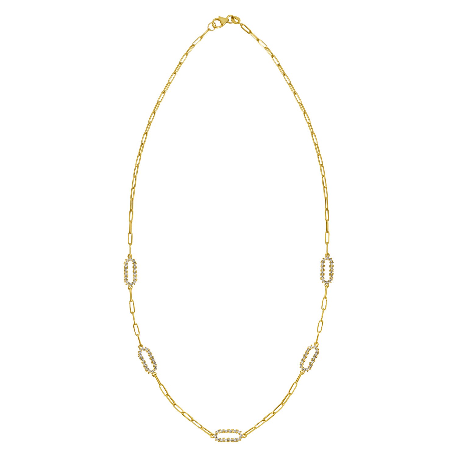 14K Yellow Gold Diamon Oro Paperclip Necklace - Image 2