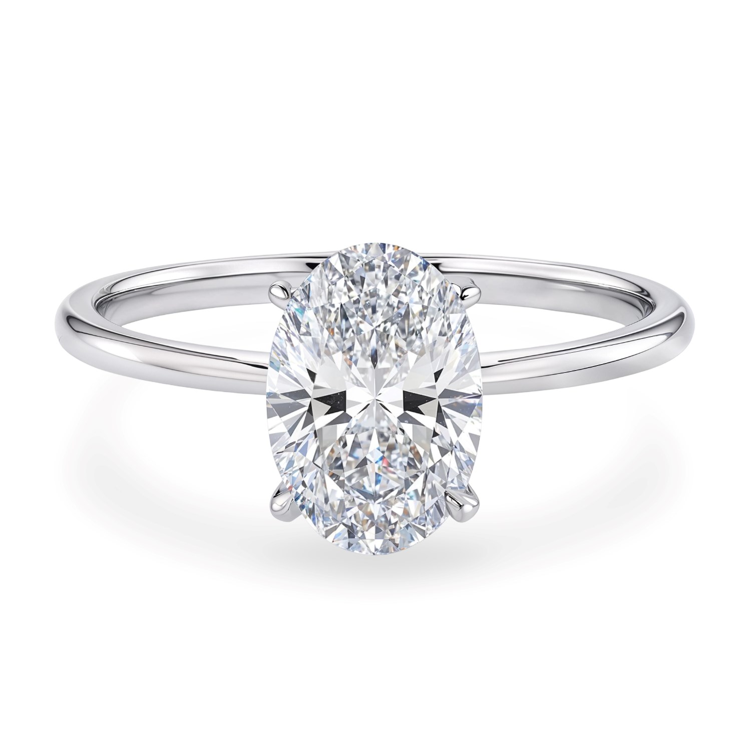 1 1/2 Carat Oval Lab Grown IGI G/VS1 Diamond Solitaire Ring in 10K White Gold - Image 2