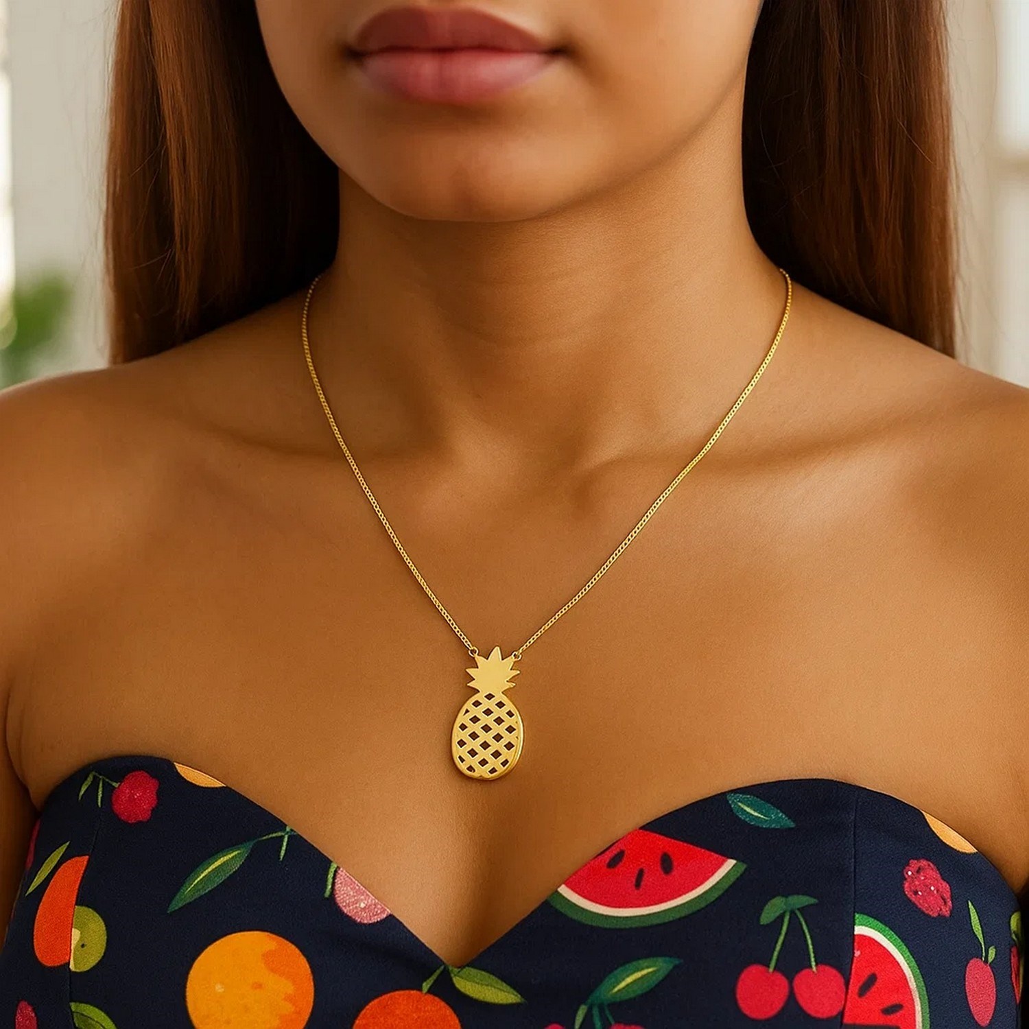 Pineapple Necklace in 10K Yellow Gold - Image 3