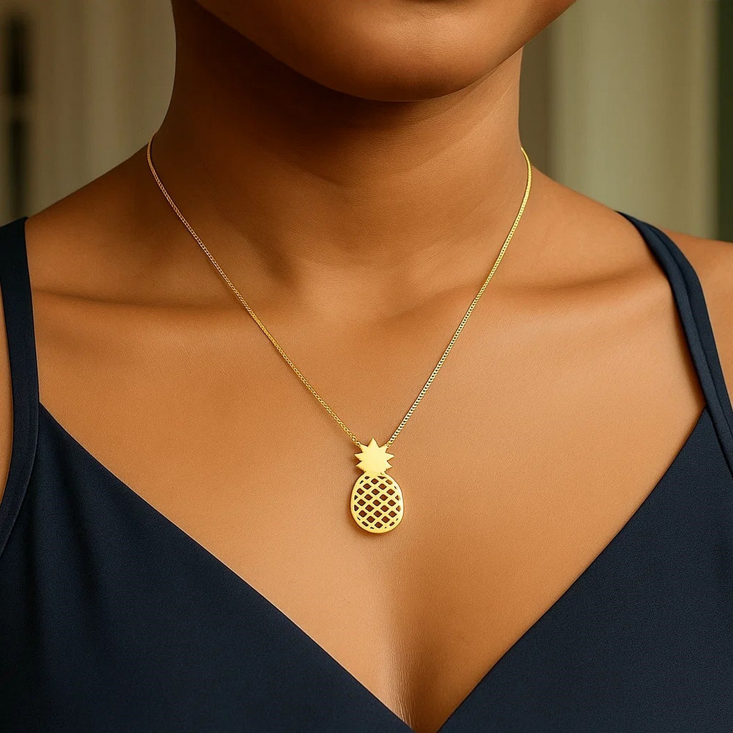 Pineapple Necklace in 10K Yellow Gold - Image 4