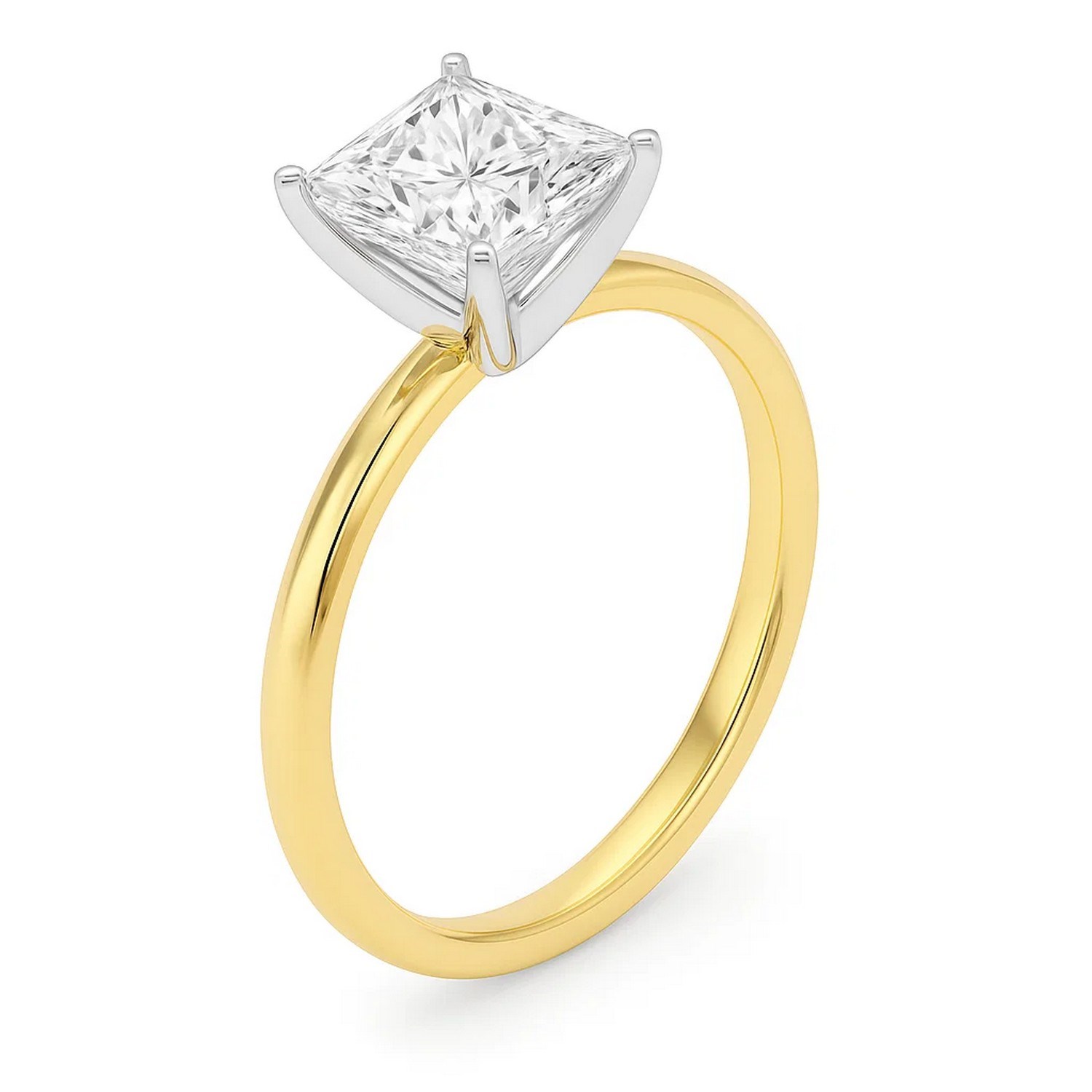 2 Carat Princess Lab Grown IGI G/VS1 Diamond Solitaire Ring in 14K Yellow Gold - Image 2