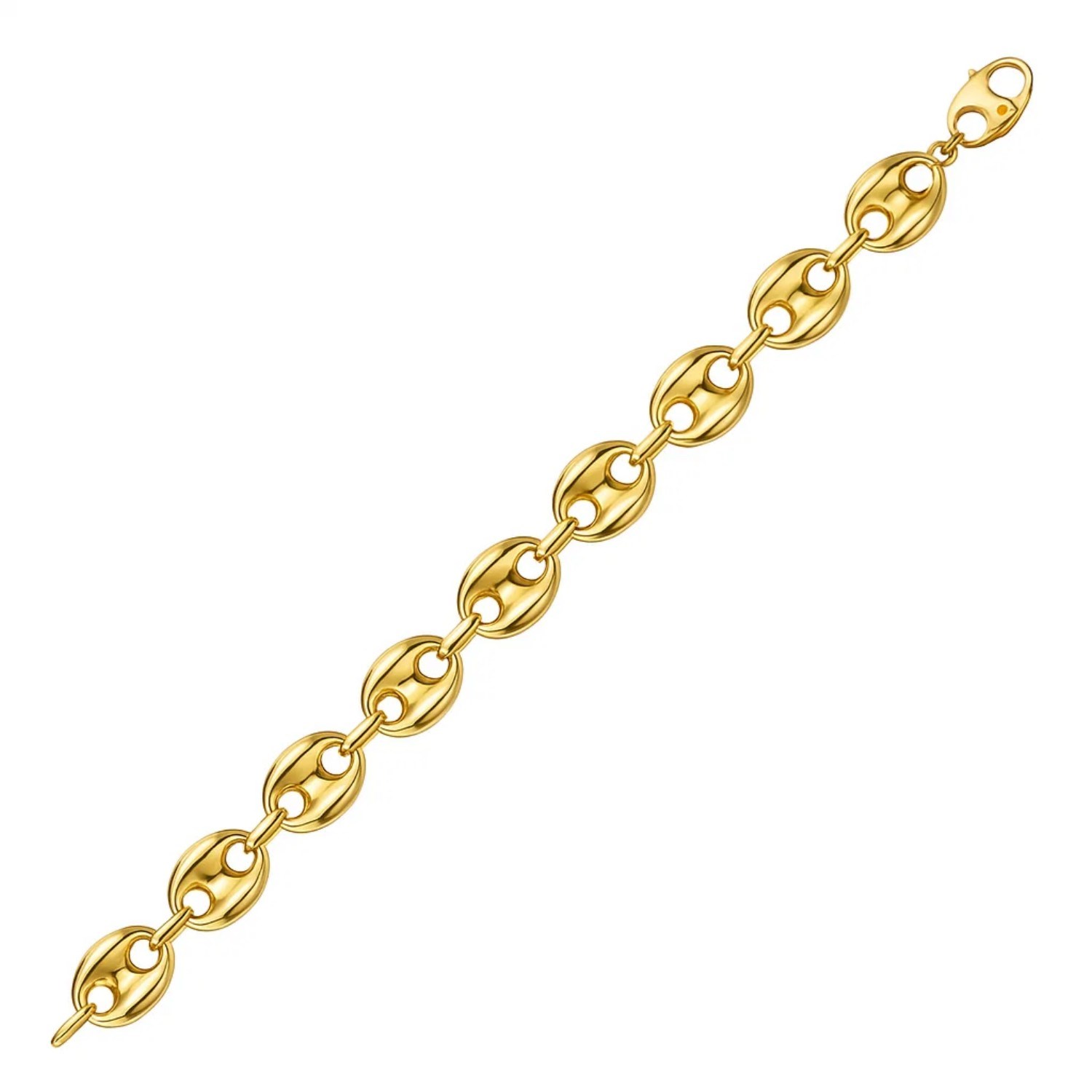 Puffed Mariner Link 12mm Necklace in 14K Yellow Gold - Image 3
