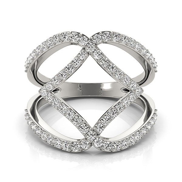14k White Gold Entwined Design Diamond Dual Band Ring (3/4 cttw) - Image 2