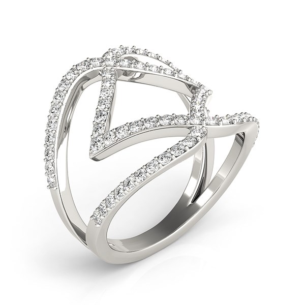 14k White Gold Entwined Design Diamond Dual Band Ring (3/4 cttw) - Image 3