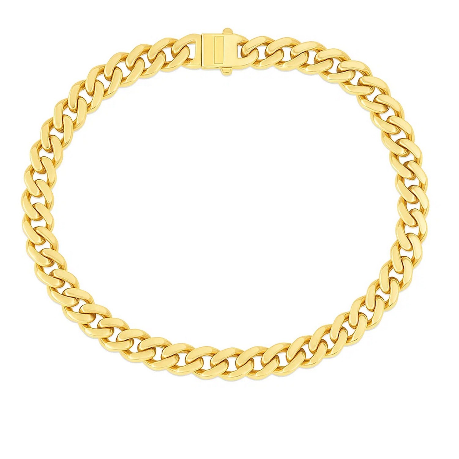 14k Yellow Gold Polished Miami Cuban Chain Bracelet (6.50 mm) - Image 2