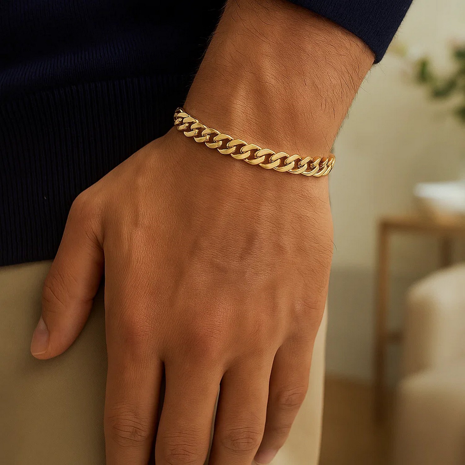 14k Yellow Gold Polished Miami Cuban Chain Bracelet (6.50 mm) - Image 4