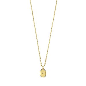 Sterling Silver Gold Plated Cubic Zirconia Octagonal Star Locket Necklace