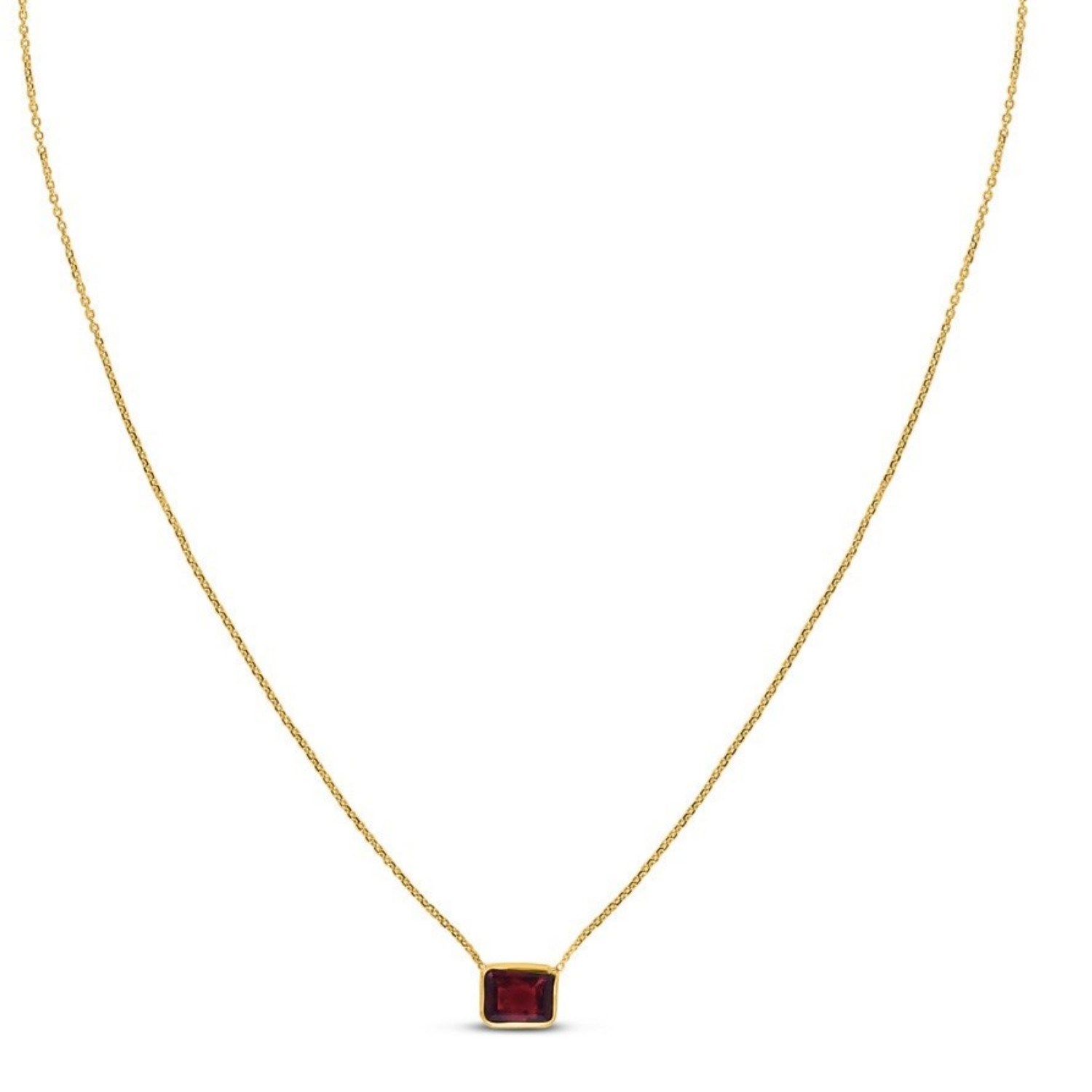 14K Yellow Gold Emerald Cut Garnet Necklace - Image 5