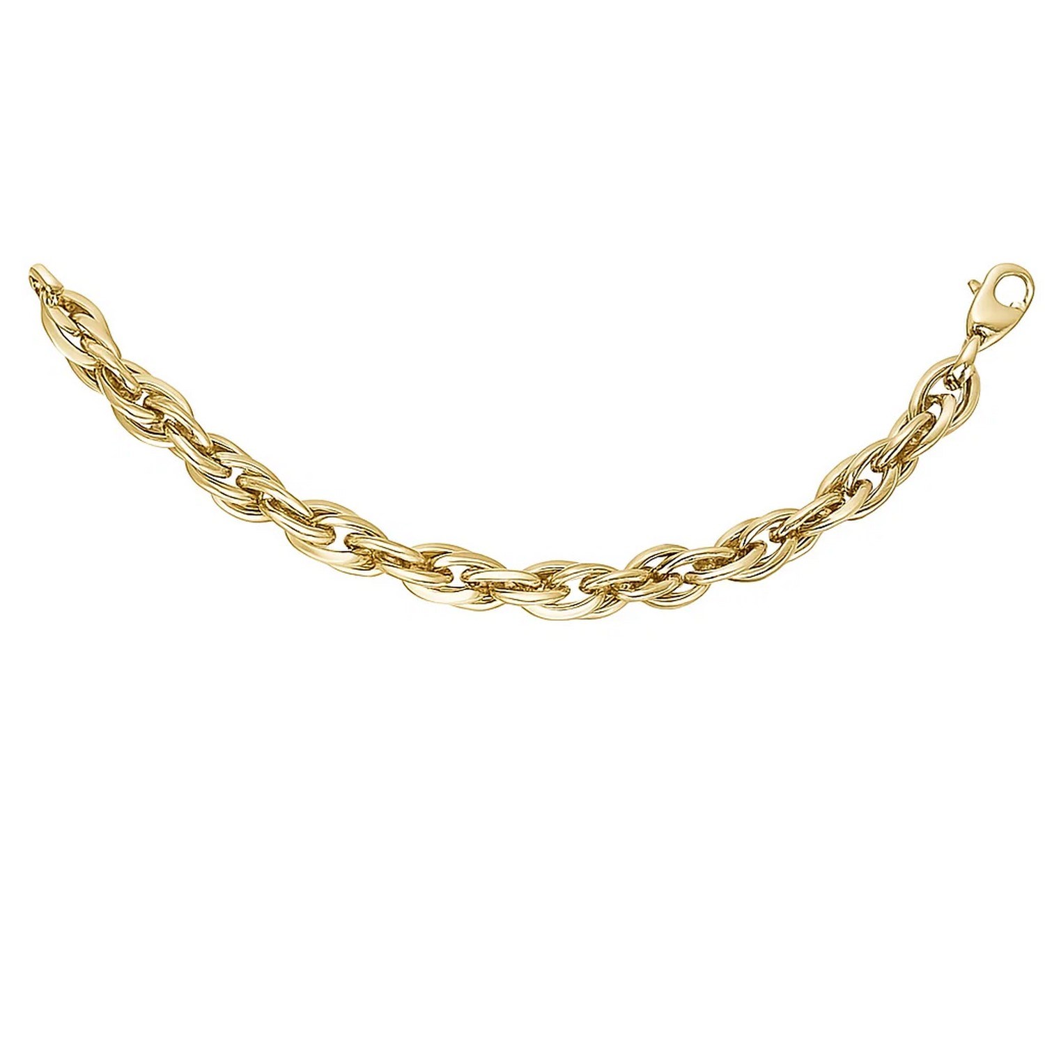 Polished Double Oval Link Chain Necklace in 14k Yellow Gold - Image 3