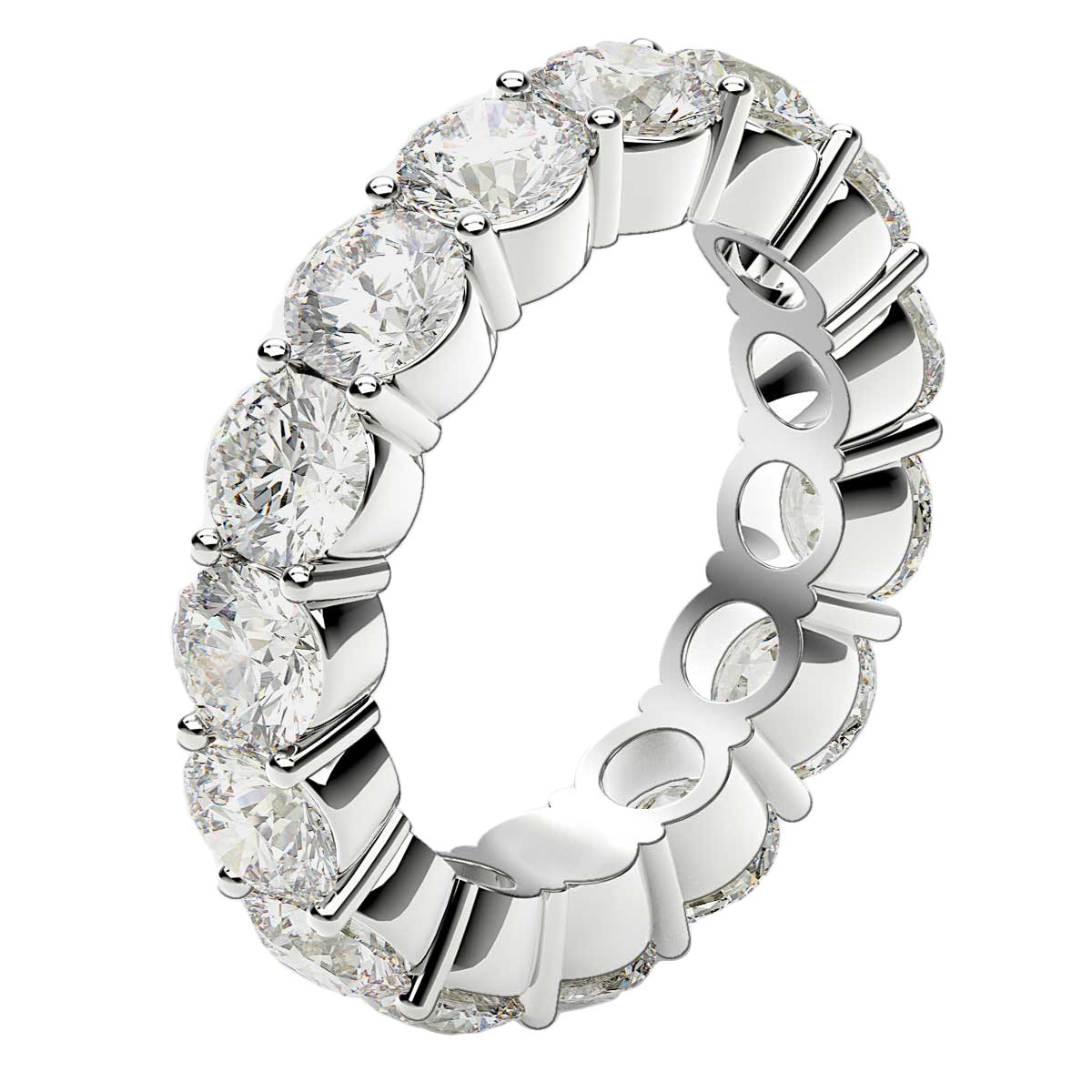 Round Cut Lab Grown Diamond Eternity Ring in 14k White Gold (5 cttw FG/VS2) - Image 4