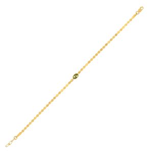 14K Yellow Gold Peridot Mirrored Chain Bracelet (2.20 mm)