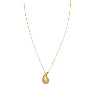 14K Yellow Gold Diamond Raindrop Necklace