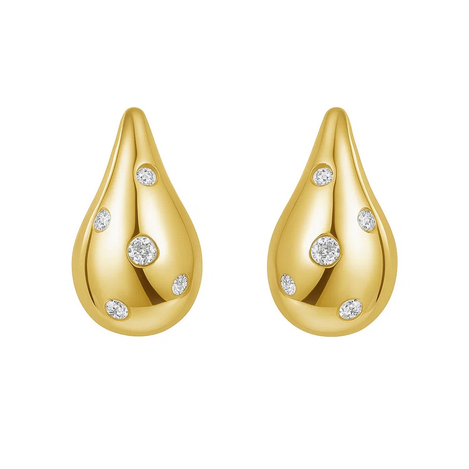 14K Yellow Gold Diamond Raindrop Earrings - Image 2