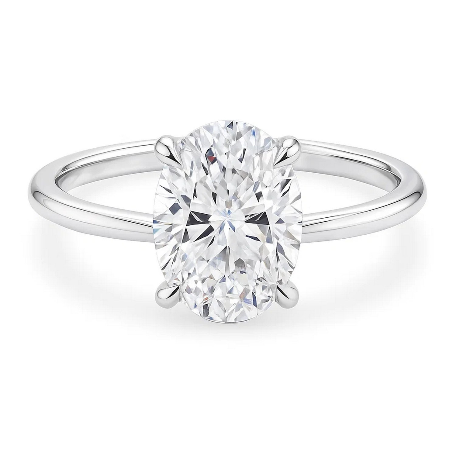 3 Carat Oval Lab Grown IGI G/VS1 Diamond Solitaire Ring in 10K White Gold - Image 2