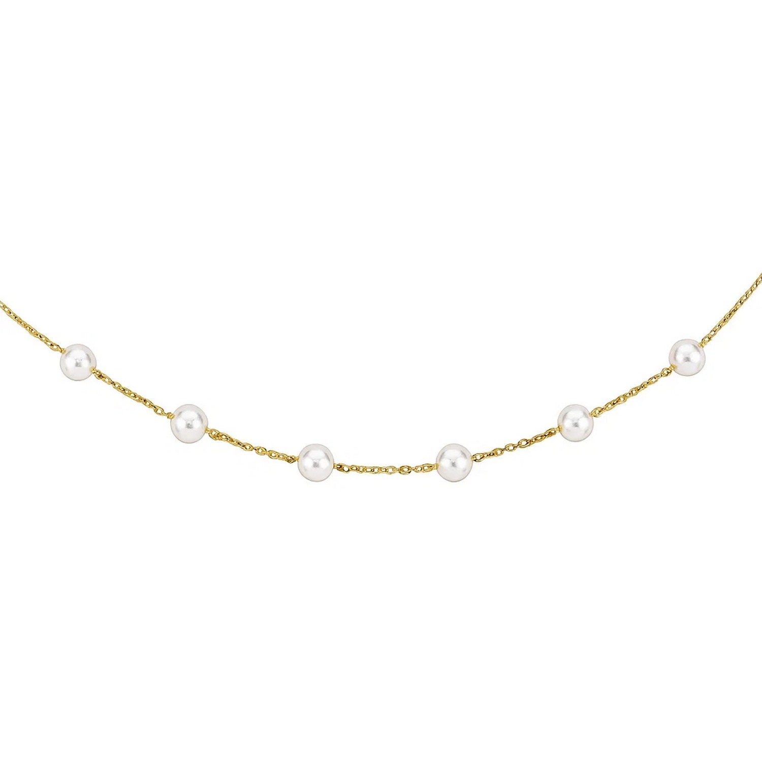 14k Yellow Gold Necklace with White Pearls - Image 2