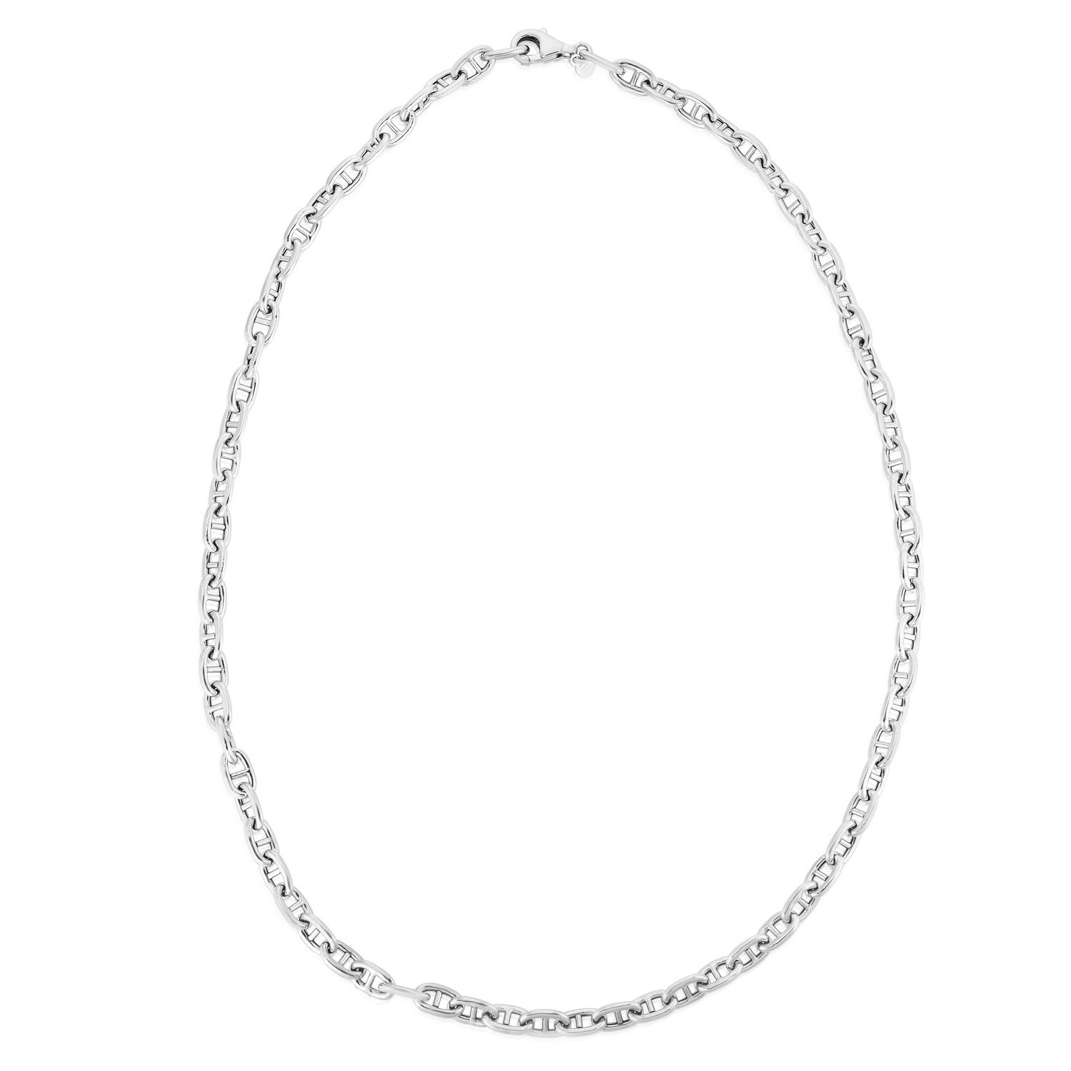 Sterling Silver Rhodium Plated Puffed Mariner Bracelet (5.90 mm) - Image 3