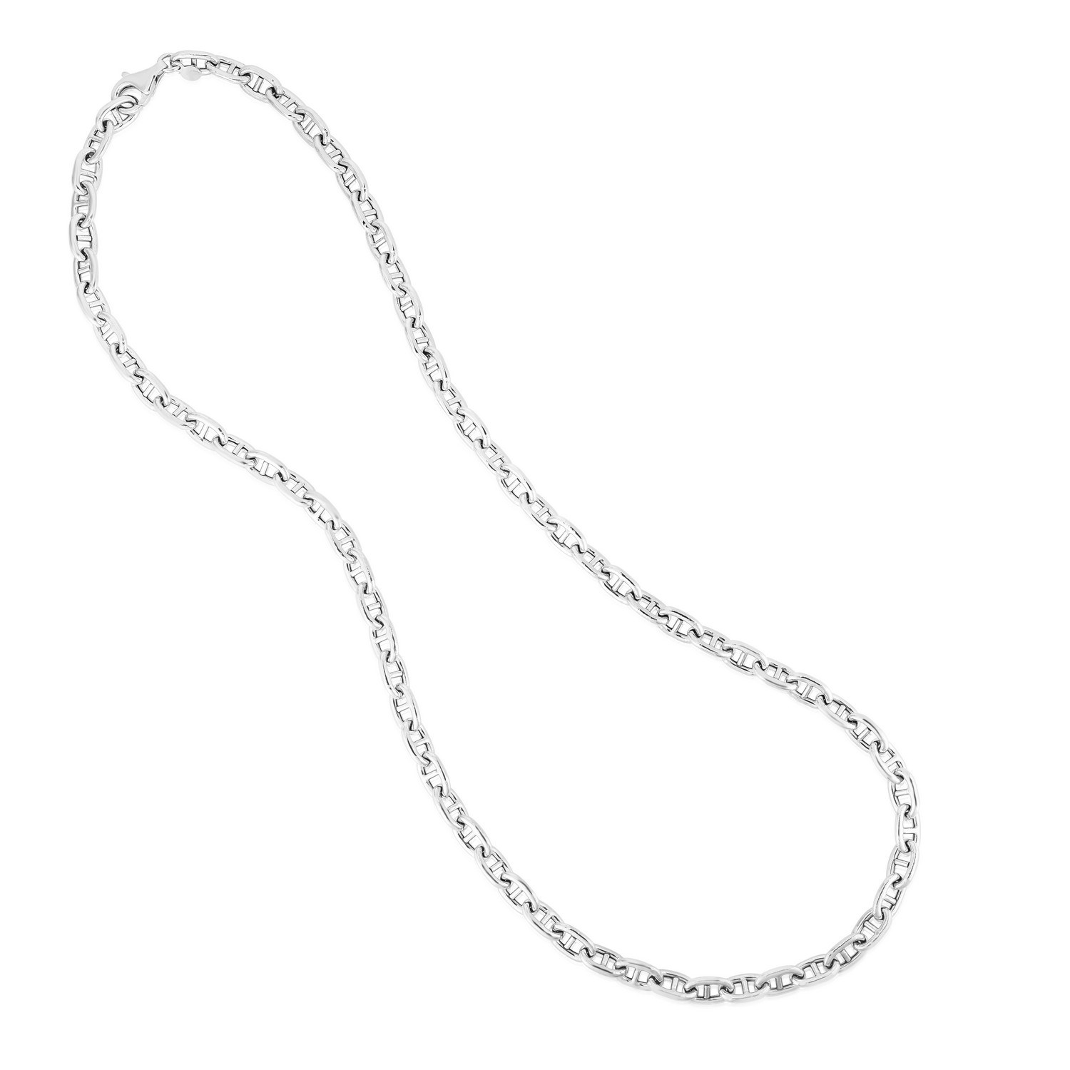 Sterling Silver Rhodium Plated Puffed Mariner Bracelet (5.90 mm) - Image 4