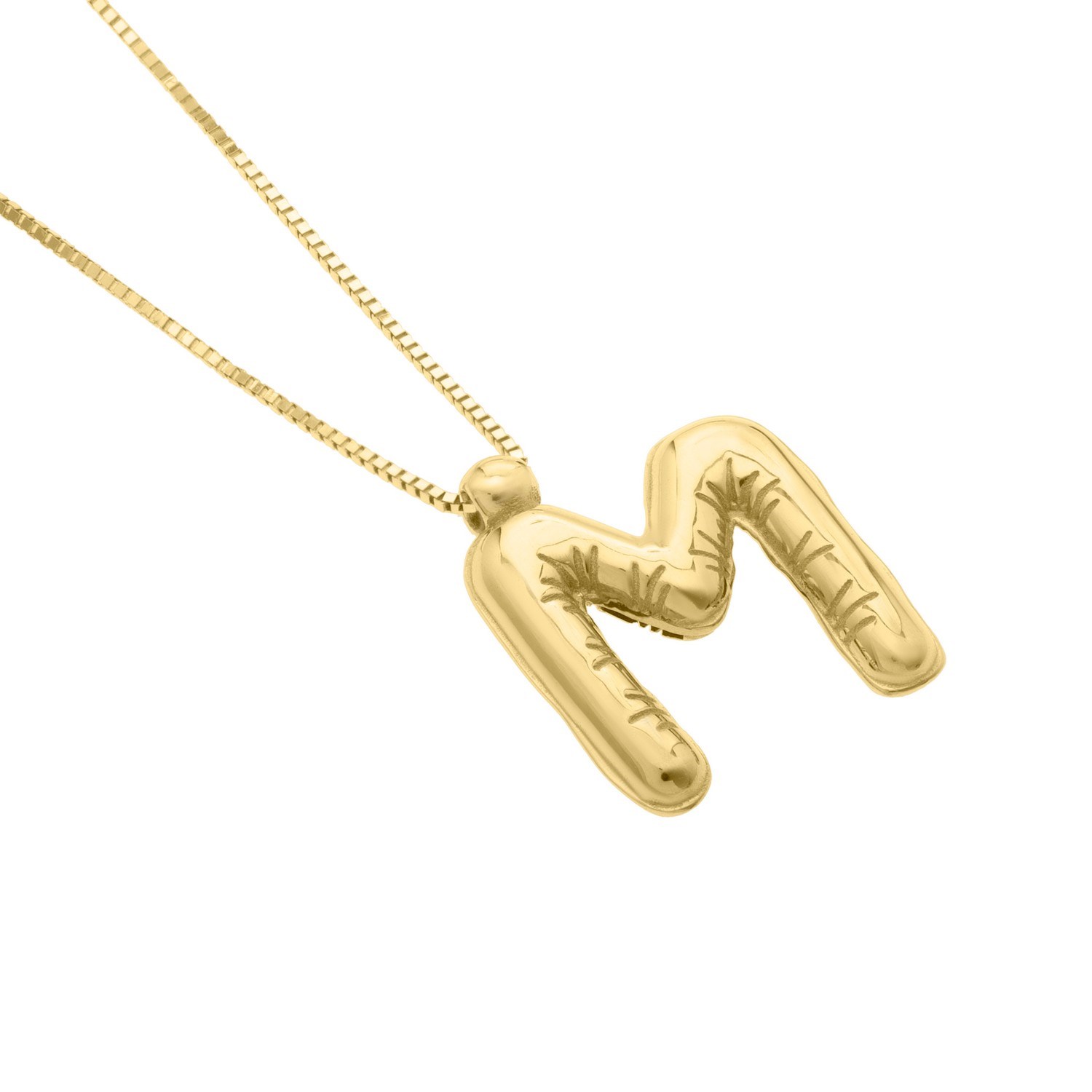 14K Yellow Gold Helium Initial M Pendant - Image 3