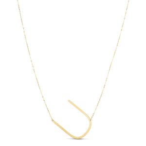 14K Yellow Gold Yours Truly Large Initial U Necklace