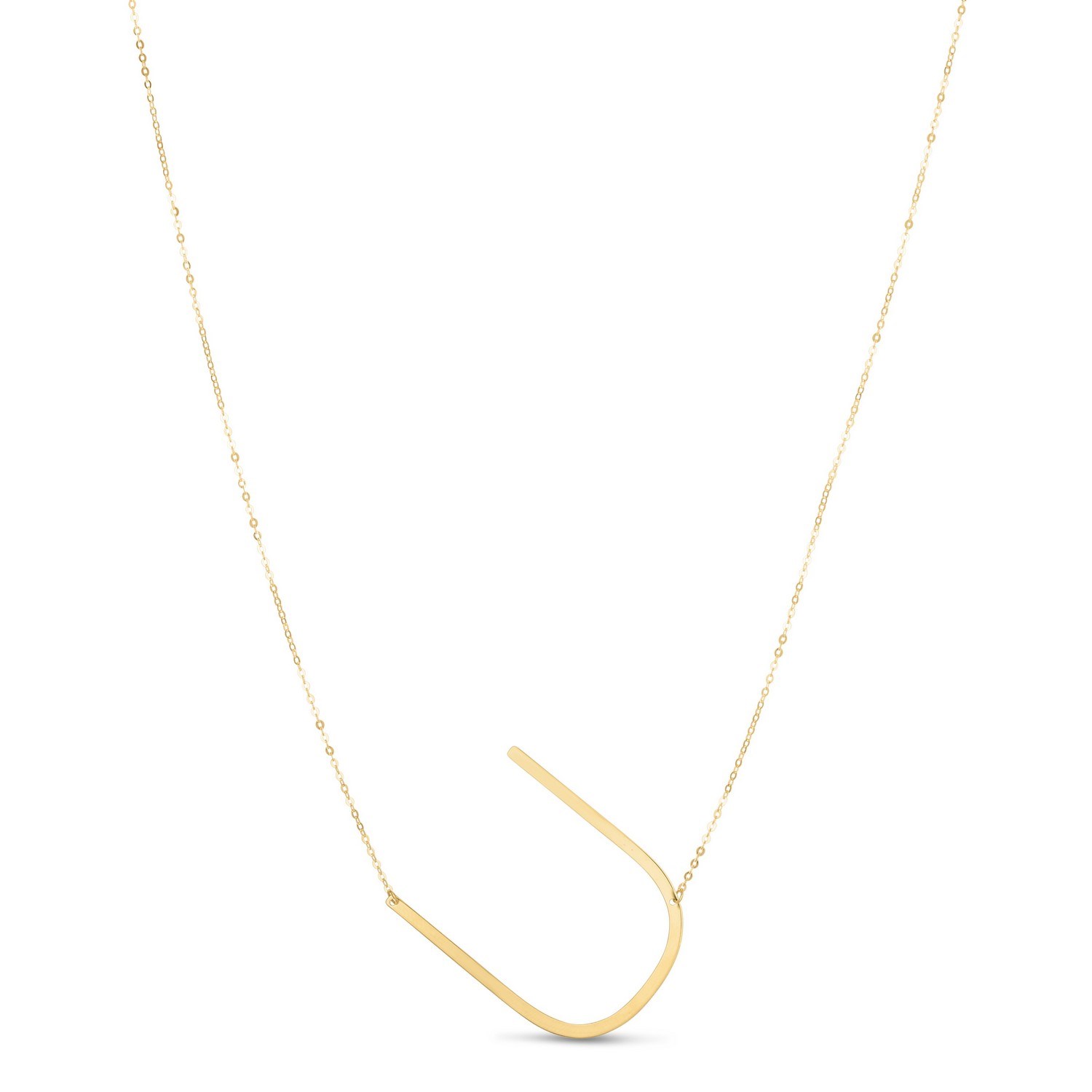 14K Yellow Gold Yours Truly Large Initial U Necklace