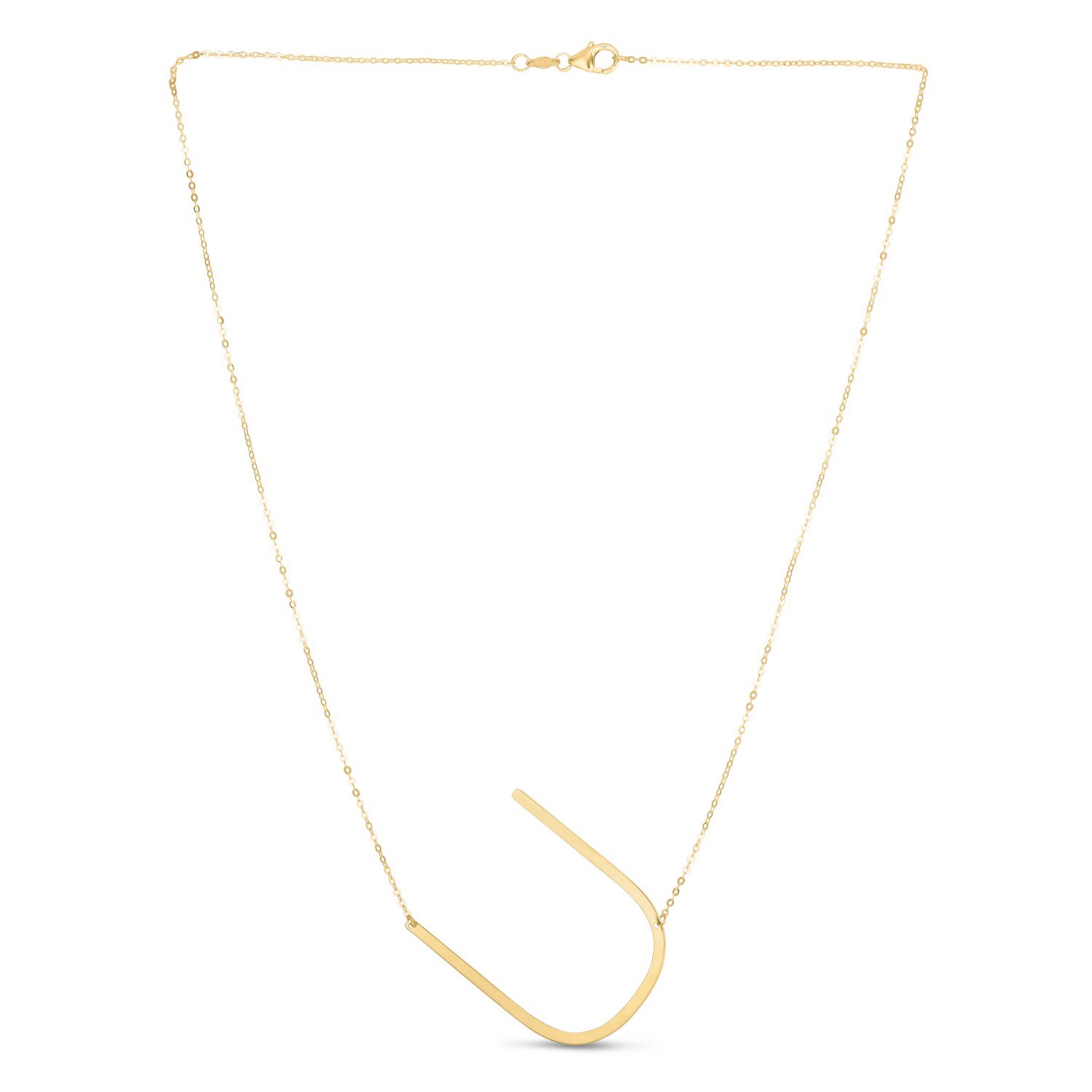 14K Yellow Gold Yours Truly Large Initial U Necklace - Image 2