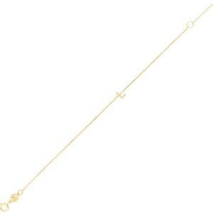 14K Yellow Gold Mini Initial L Bracelet