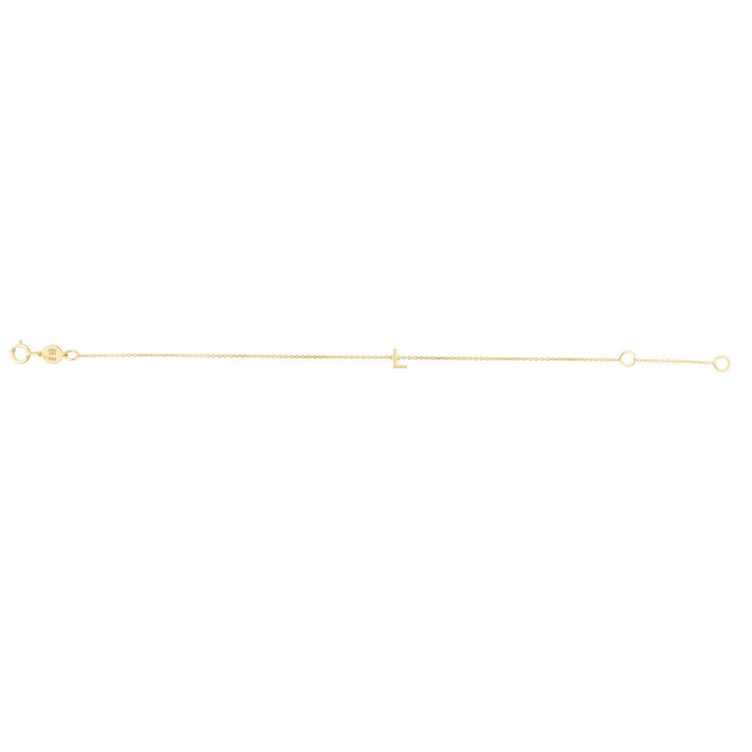 14K Yellow Gold Mini Initial L Bracelet - Image 2