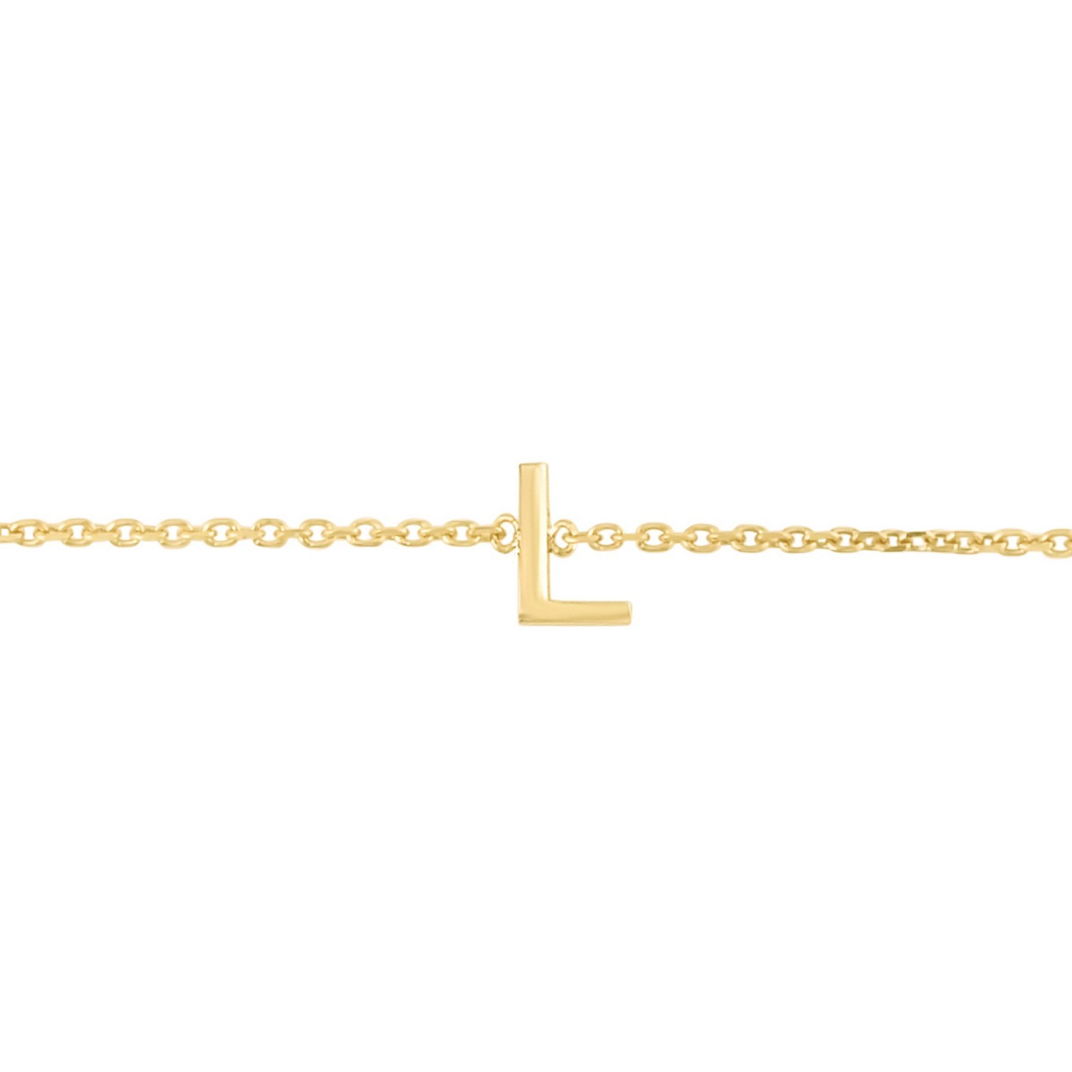 14K Yellow Gold Mini Initial L Bracelet - Image 3