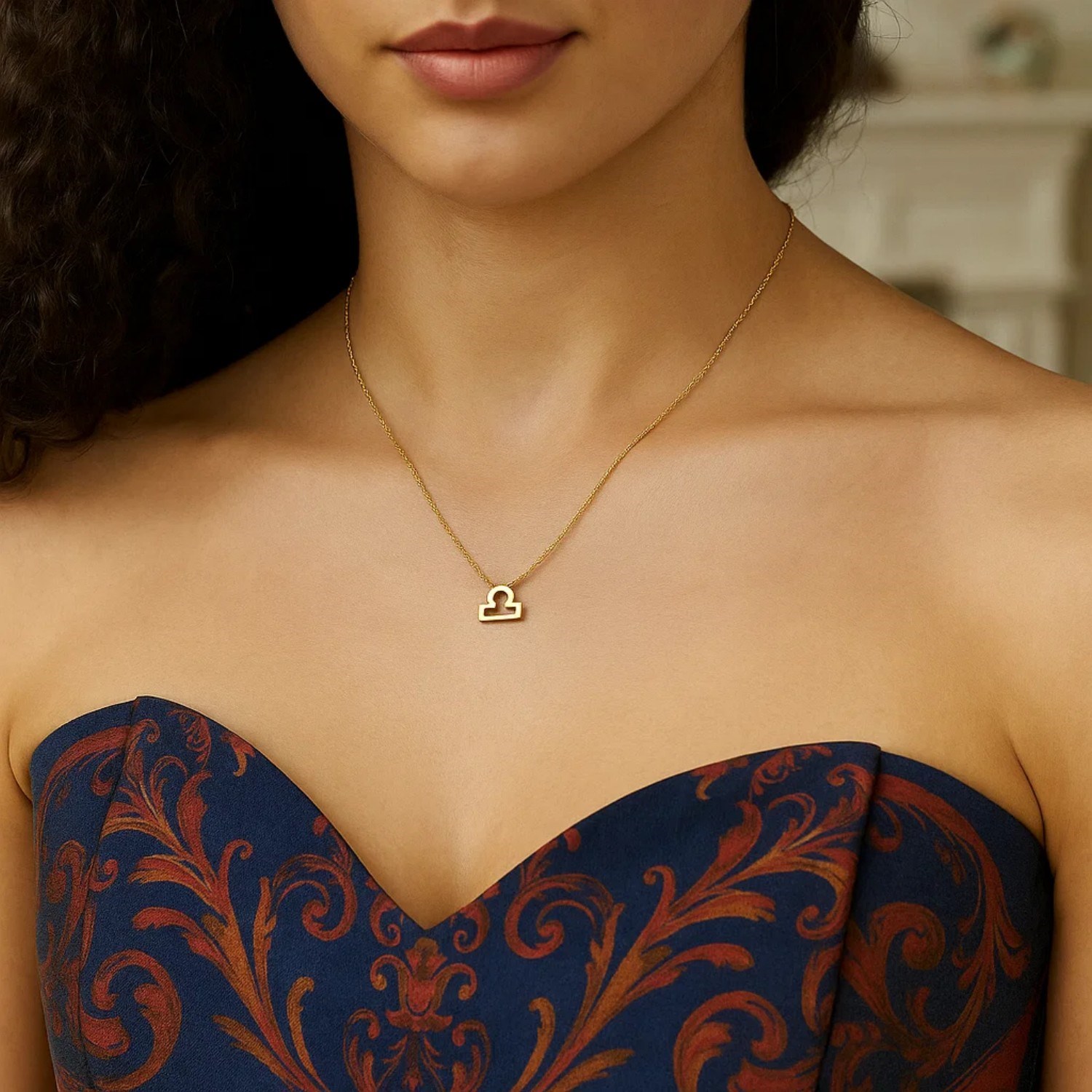 14K Yellow Gold Libra Necklace - Image 3