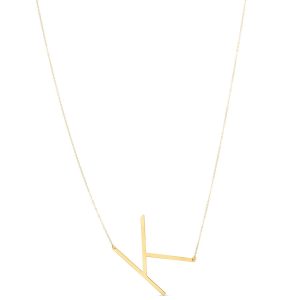 14K Yellow Gold Yours Truly Large Initial K Necklace