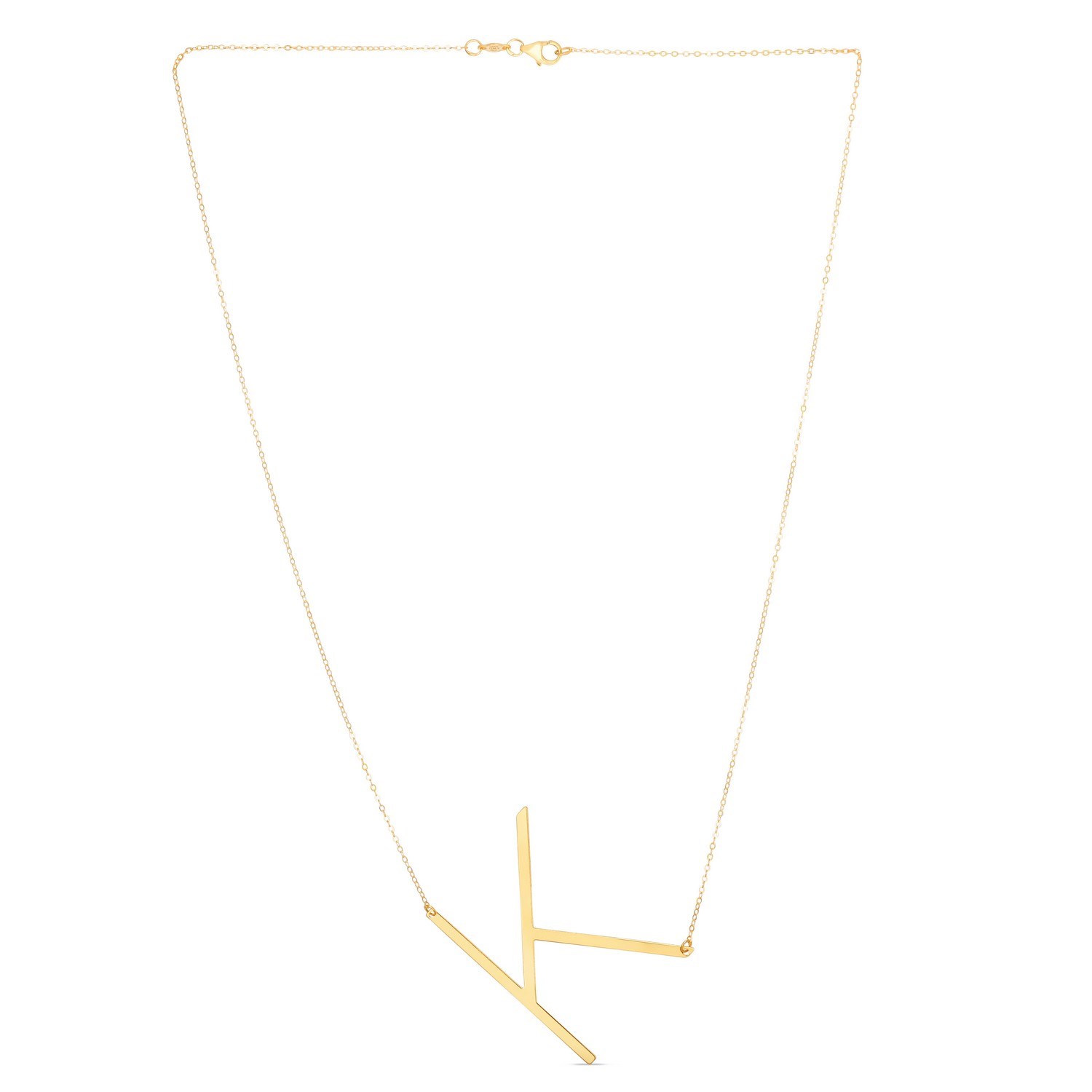 14K Yellow Gold Yours Truly Large Initial K Necklace - Image 2