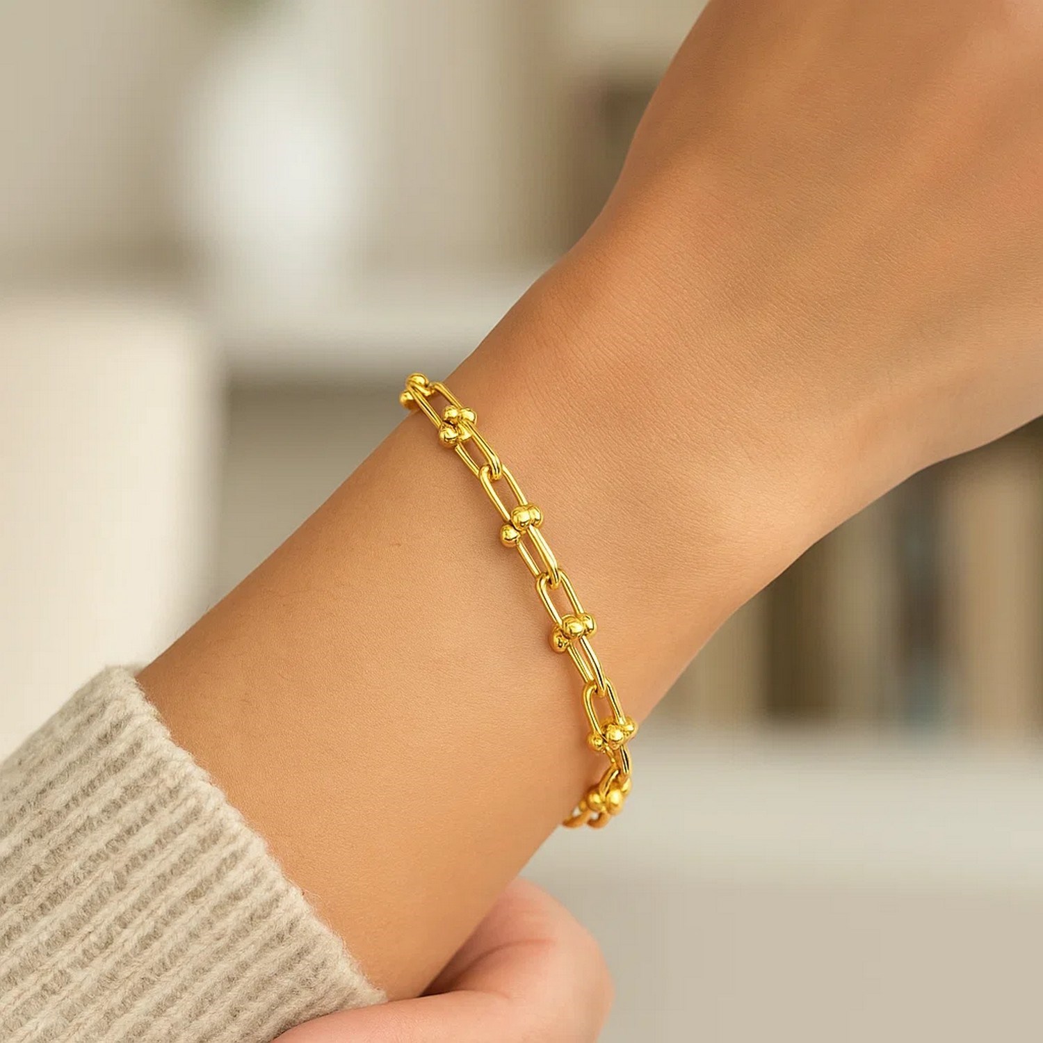 14k Yellow Gold 7 1/2 inch Jax Chain Bracelet (4.00 mm) - Image 4