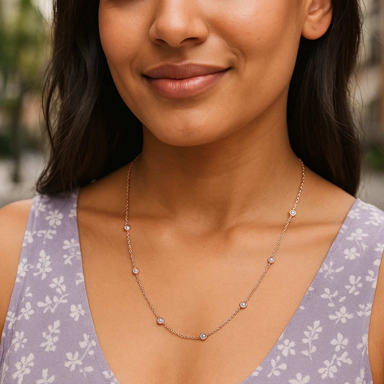 14K Rose Gold Diamonds by the Yard Necklace - Image 3