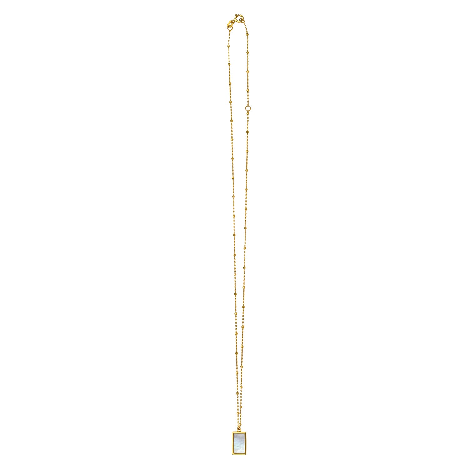 MOP Geometric Gem Rectangle Necklace in 14K Yellow Gold - Image 2