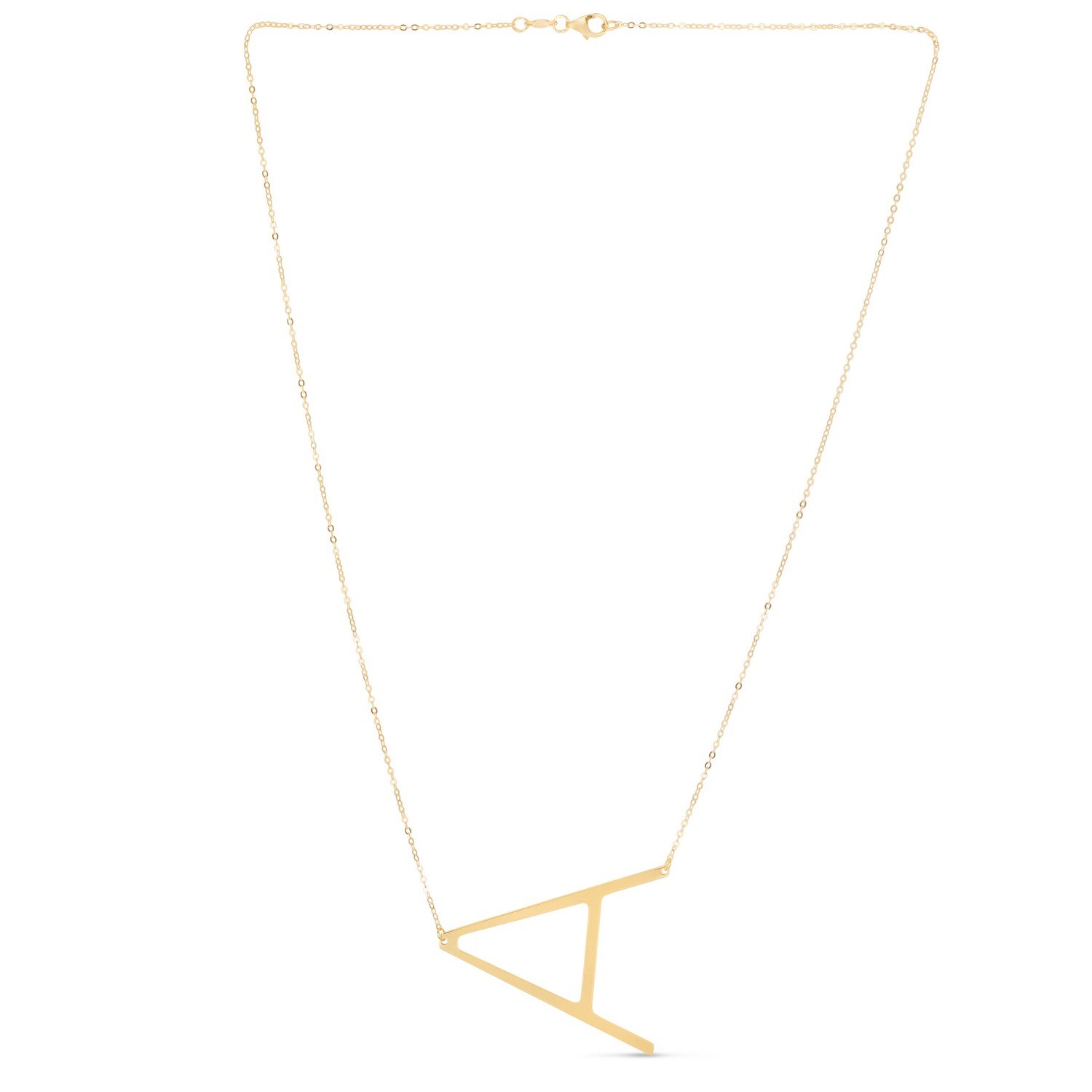 14K Yellow Gold Yours Truly Large Initial A Necklace - Image 2