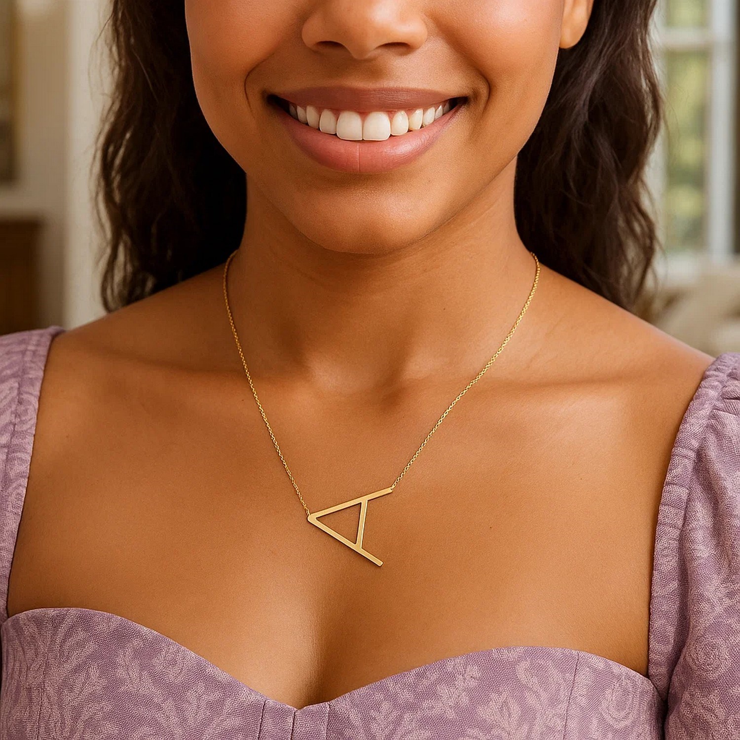 14K Yellow Gold Yours Truly Large Initial A Necklace - Image 4