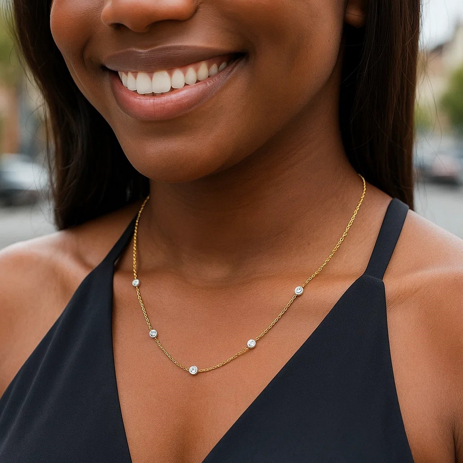 14K Yellow Gold Diamonds by the Yard Necklace - Image 5