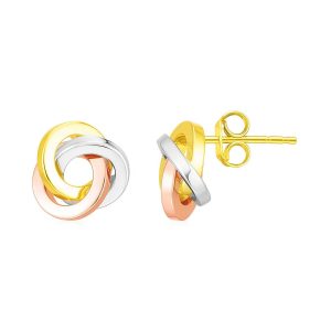 14k Tri Color Gold Love Knot Earrings(10mm)