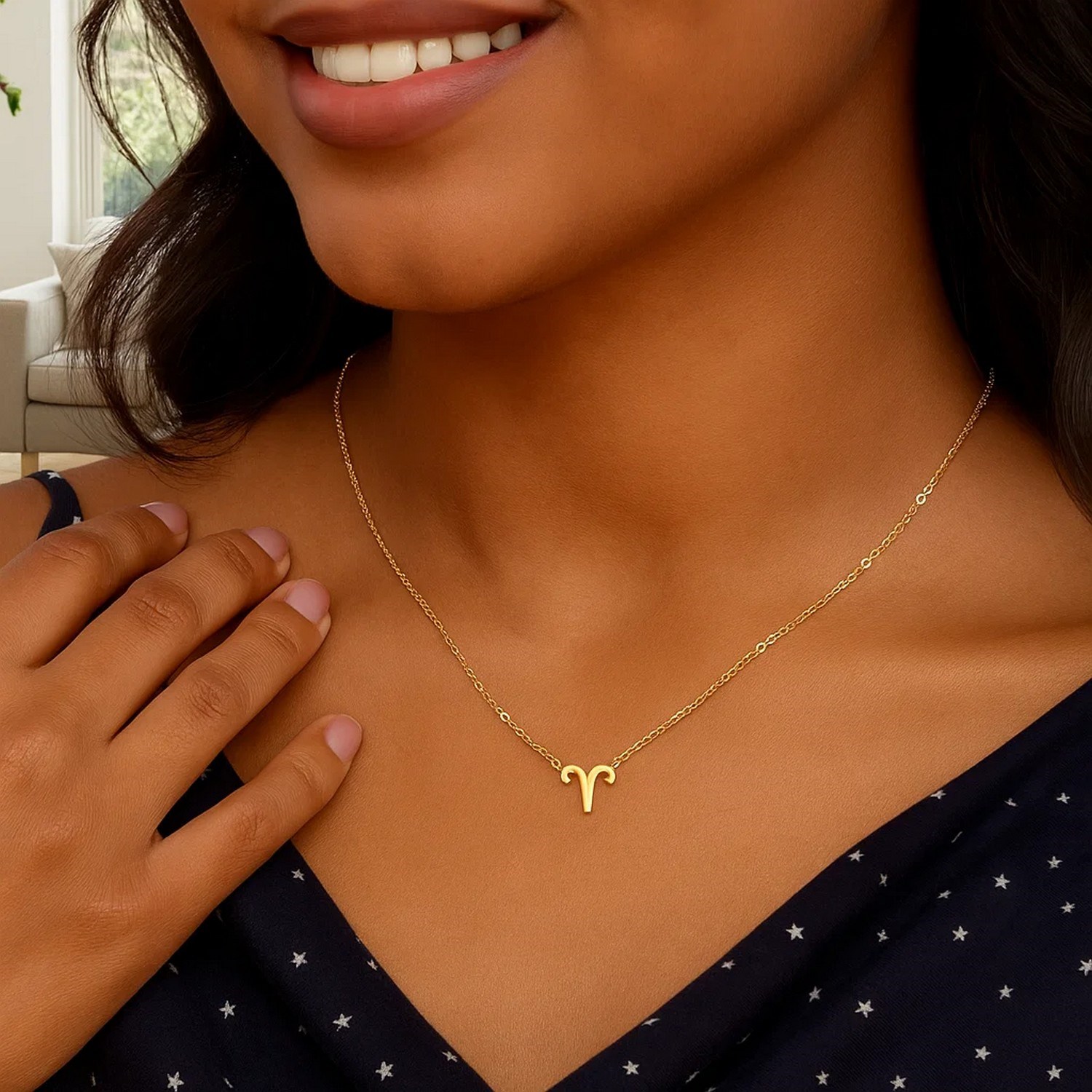 14K Yellow Gold Aries Necklace - Image 4