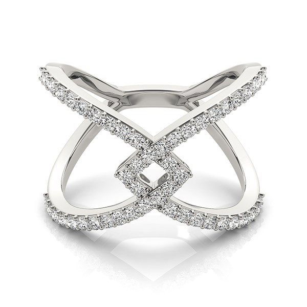 14k White Gold Fancy Entwined Design Diamond Ring (1/2 cttw) - Image 2