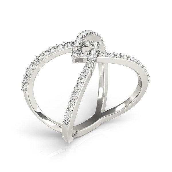 14k White Gold Fancy Entwined Design Diamond Ring (1/2 cttw) - Image 3