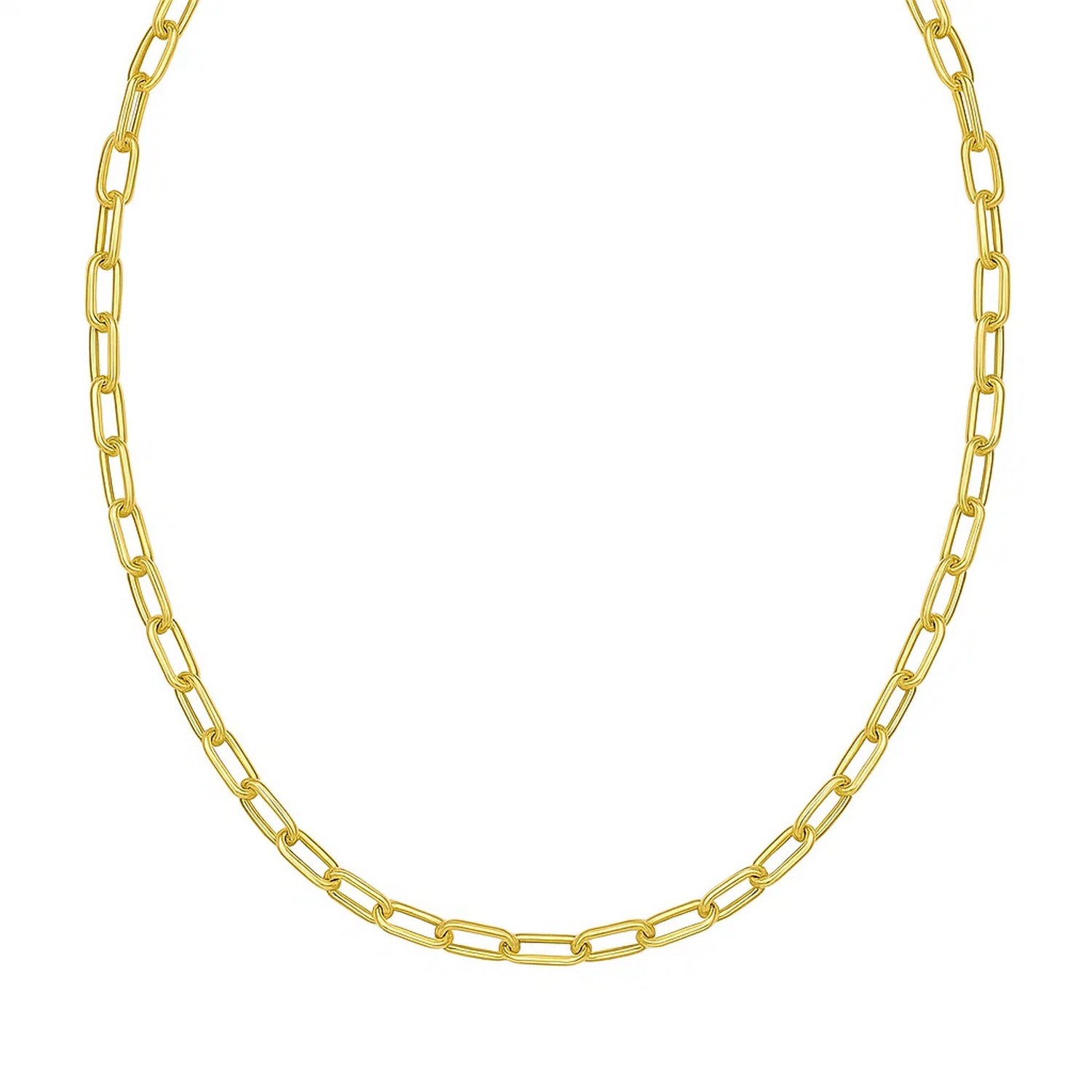14K Yellow Gold Charm Lock Paperclip Chain - Image 2