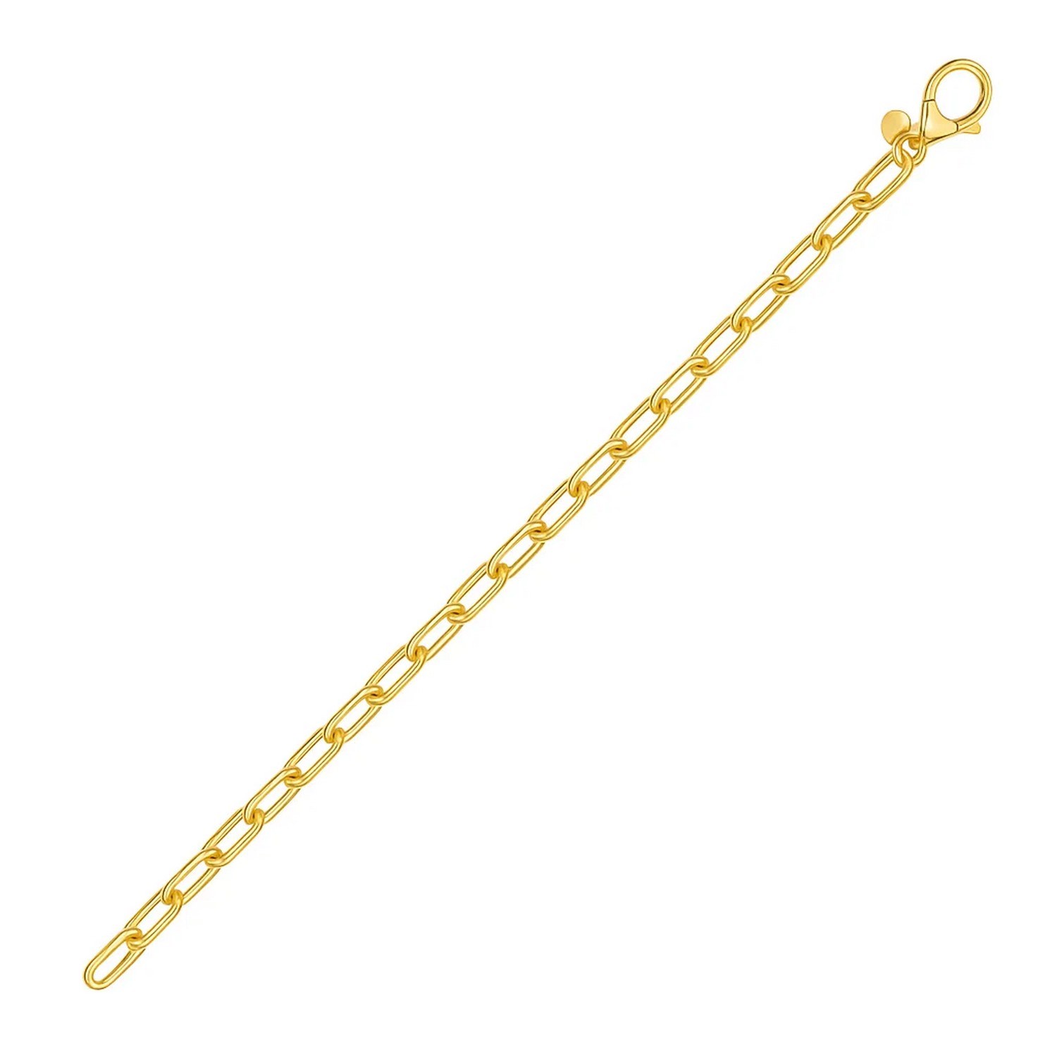 14K Yellow Gold Charm Lock Paperclip Chain - Image 3